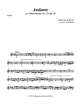 Andante from Piano Sonata No.15, arranged for string orchestra – violin 1 part