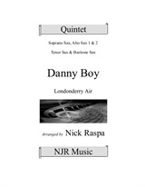 Danny Boy for Saxophone Quintet - Full Score & Set of Parts