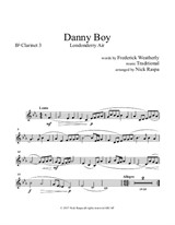 Danny Boy for Clarinet quintet (3 Bb. 2 Bass) - B flat Clarinet 3 part