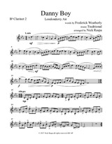 Danny Boy for Clarinet Quintet (3 Bb, 2 Bass) - B flat Clarinet 2 part