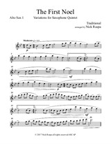 The First Noel (Variations for Saxophone Quintet) – Alto Sax 1 part