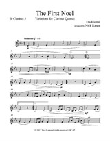 The First Noel (Variations for Clarinet Quintet) – Bb Clarinet 3 part