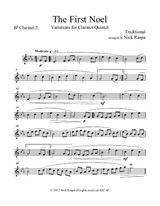 The First Noel (Variations for Clarinet Quintet) – Bb Clarinet 2 part