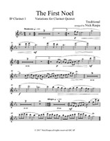 The First Noel (Variations for Clarinet Quintet) – Bb Clarinet 1 part